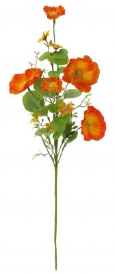 28" Faux Mixed Orange Poppy Spray