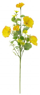 28" Faux Mixed Yellow Poppy Spray