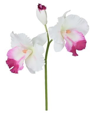 17" Faux White and Pink Cattleya Spray