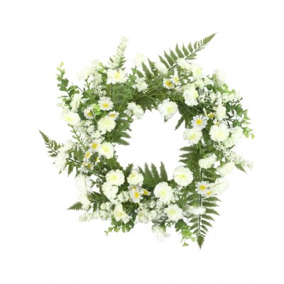 6.5" Opening Faux Cream Mixed Flowers Candle Ring