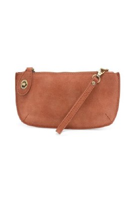 5" x 10" Walnut Faux Suede Crossbody Bag and Wristlet
