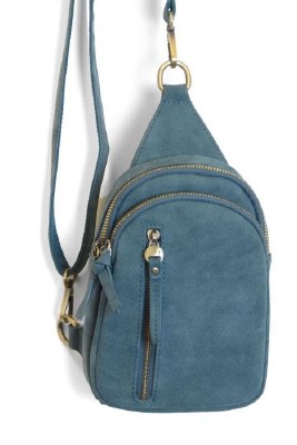 8" x 6" Teal Faux Suede Skyler Sling Purse
