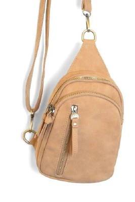 8" x 6" Wheat Faux Suede Skyler Sling Purse