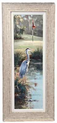 43" x 19" Birdie on 1st Coastal Gel Textured Print in Sand Frame