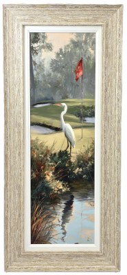 43" x 19" Birdie on 7th Coastal Gel Textured Print in Sand Frame