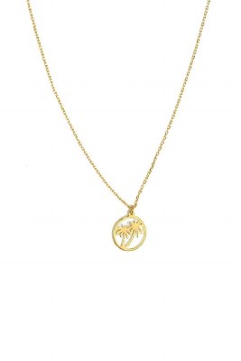 16" Gold Toned Palm Tree Necklace