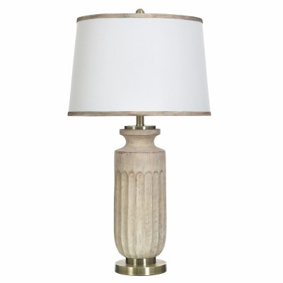 32" Cream Ribbed Base Polyresin Table Lamp