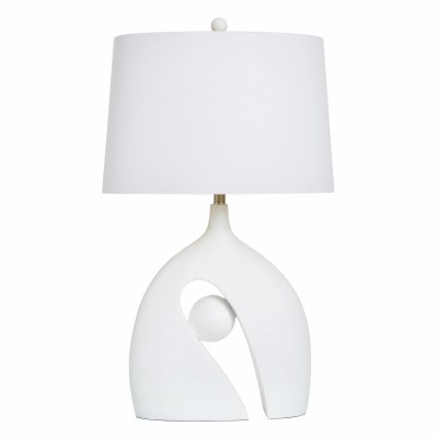 34" White Orb Sculpture Polyresin Table Lamp