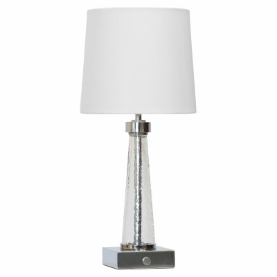 18" Clear and Silver Rechargebale Table Lamp