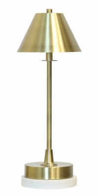 16" Distressed Bronze and White Marble Base Rechargeable Lamp