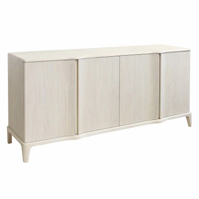 67" White Four Whitewashed Doors Credenza