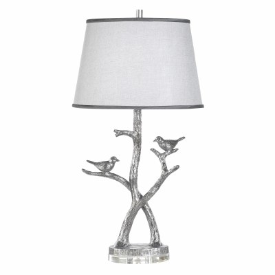 34" Silver Two Birds on Branches Table Lamp