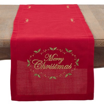 14" x 54" Red "Merry Christmas" Table Runner