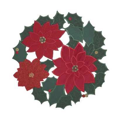 15" Round Red Poinsettia Cutout Placemat