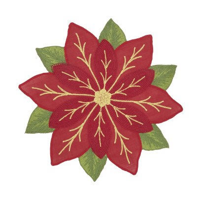 15" Round Red Poinsettia Placemat
