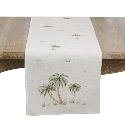 16" x 68" Natural Palm Trees Coastal Table Runner