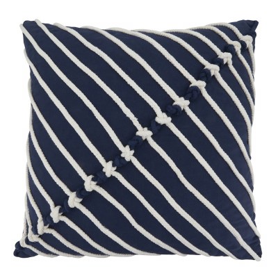 20" Sq Navy and White Ropes Decorative Coastal Pillow