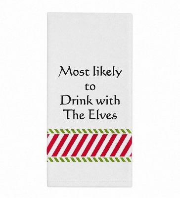 26" x 16" "Most Likely To Drink Eith The Elves" Kitchen Towel