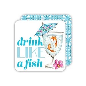 Pack of 20 4" Square "Drink Like a Fish" Disposable Coasters