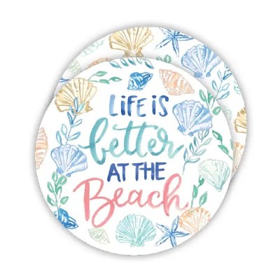 Pack of 20 4" Round "Life is Better at The Beach" Coastal Disposable Coastal Coasters
