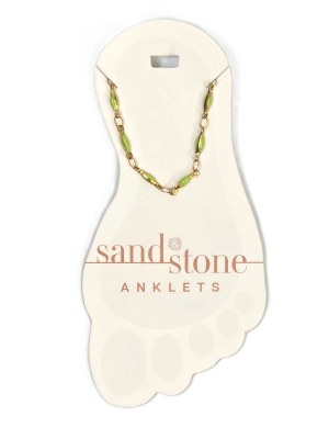 Gold Toned and Lime Tube Chain Anklet