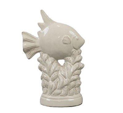 10" Beige Ceramic Fish on Coral