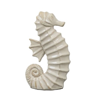 10" Beige Ceramic Seahorse