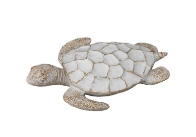 16" Brown and White Polyresin Turtle