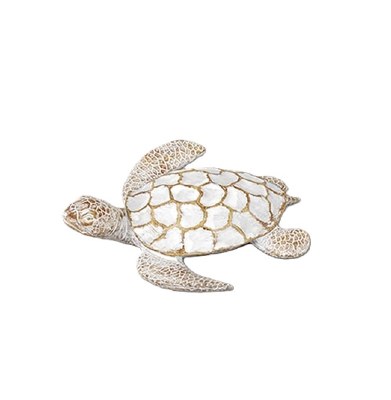 7" Brown and White Polyresin Turtle