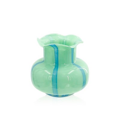 7.5" Green and Blue Glass Vase