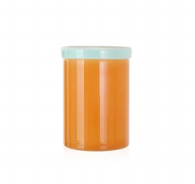 9" Orange With Blue Rim Glass Vase