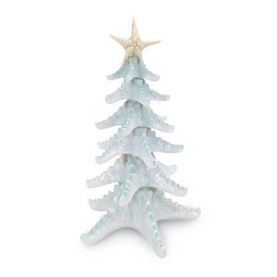 14" Polyresin Blue and White Starfish Tree
