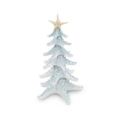 12" Polyresin Blue and White Starfish Tree