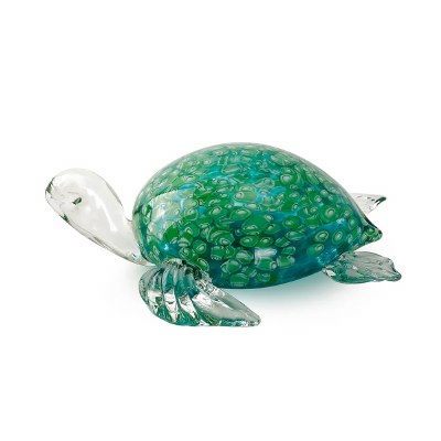9" Green and Blue Glass Turtle