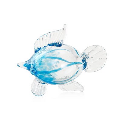 6" Clear and Blue Glass Fish