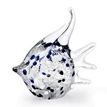 6" Clear, Blue, and White Glass Fish