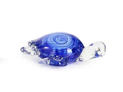4" Dark Blue Glass Turtle