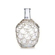 12" Clear Rattan Wrapped Glass Vase