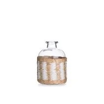 4.5" Clear Natural and White Wrapped Glass Vase