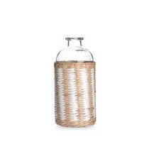 10" Clear Natural and White Wrapped Glass Vase