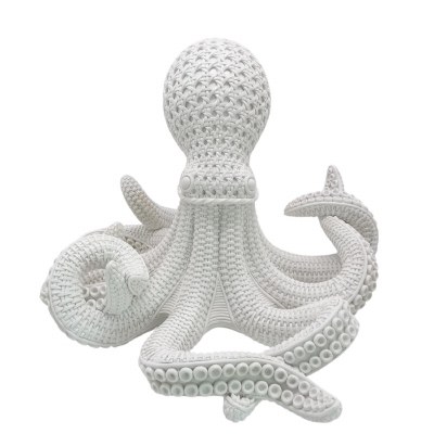 9.5 White Faux Weave Polyresin Octopus