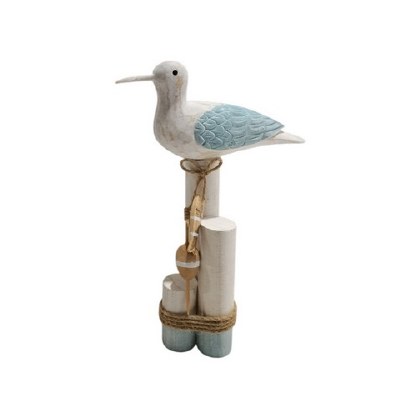 11" Blue and White Shorebird on a Post Figurine