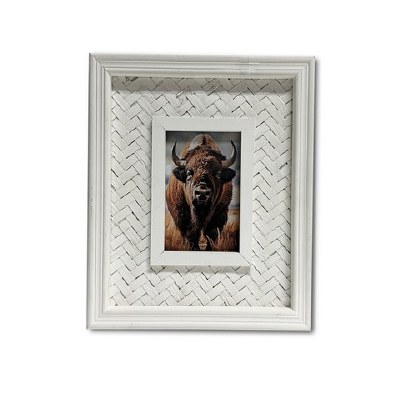 4" x 6" White Woven Wood Photo Frame