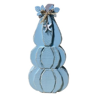 29" Blue Wood Pumpkin Stack