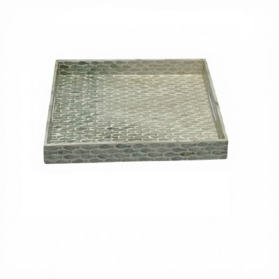15" Sq Green Capiz Fish Tray