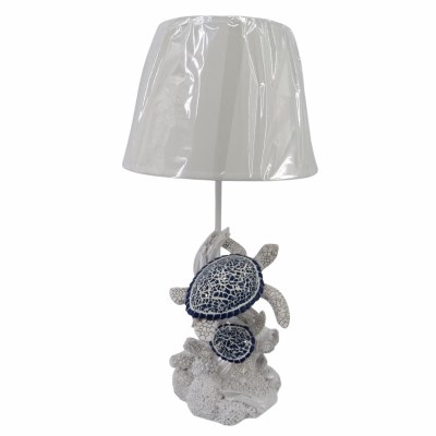 20" Navy Double Mosaic Turtle Table Lamp