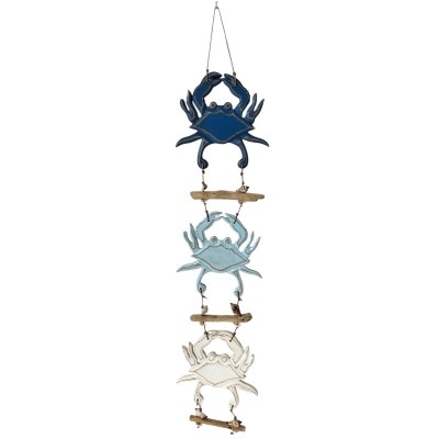 31" White and Blue Triple Crab Wall Hanging