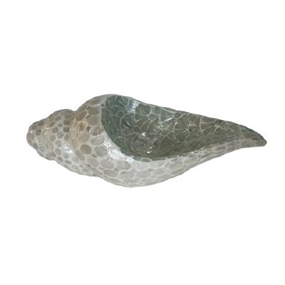 20" Green and White Capiz Whelk Shell Decorative Bowl
