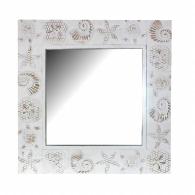 30" Sq White Coastal Mirror