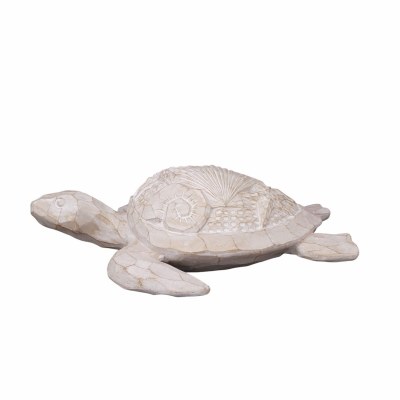 12" Polyresin Whitewash Beige Turtle